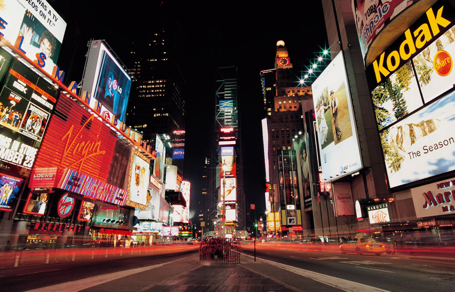 View Of Times Square At Night Wall Mural