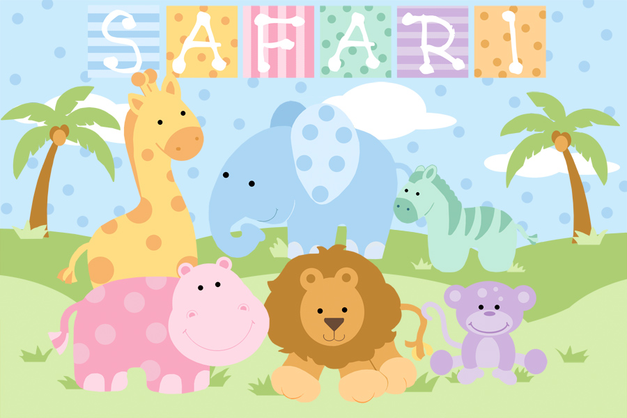 Baby Safari - Girl Wall Mural